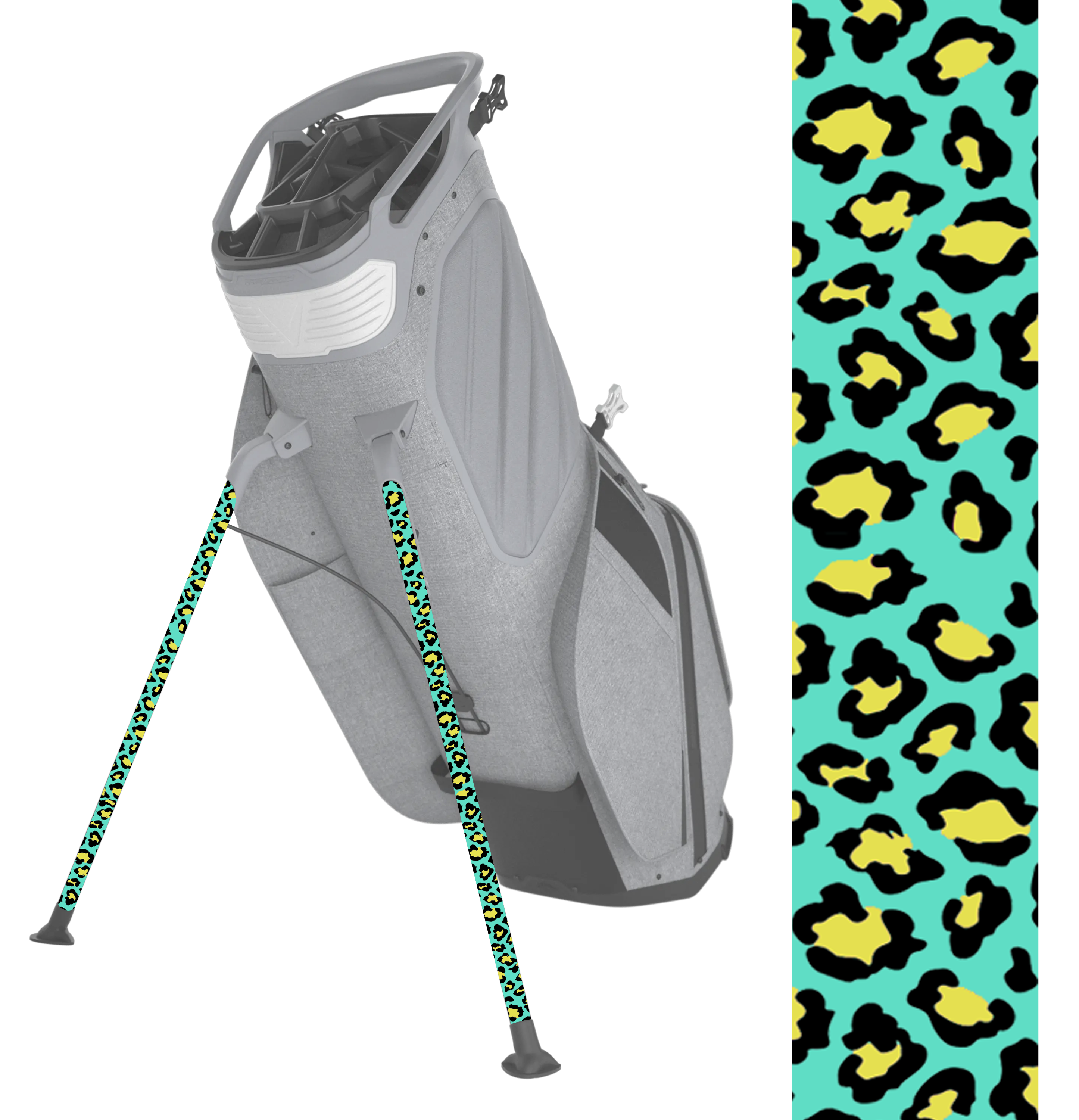 Teal Leopard Stand Bag Legs